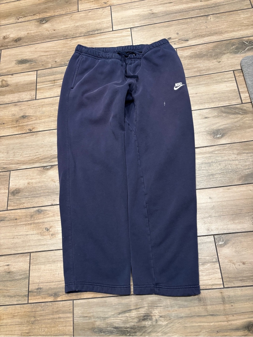 Y2K Nike Super Baggy Navy Blue Fleece Sweatpants Straight Leg Large 30 inseam